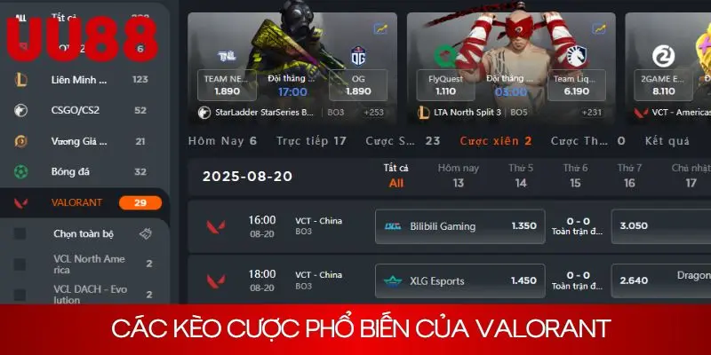 Các dạng kèo phổ biến trong game