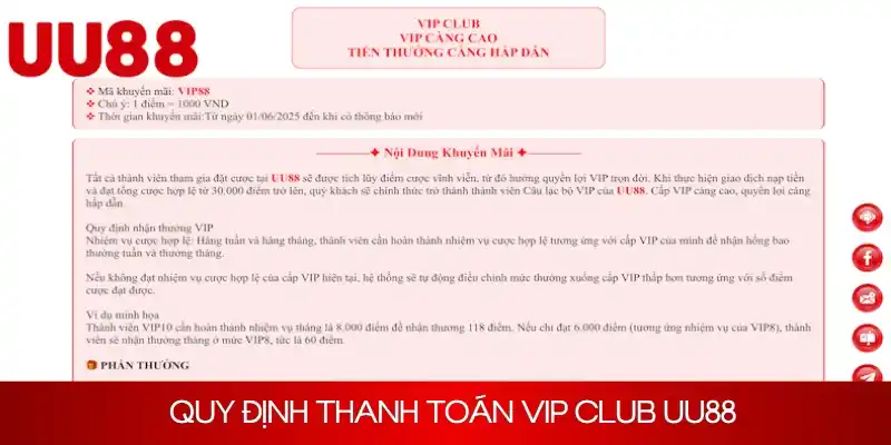 Quy định thanh toán trong khuyến mãi tại UU88