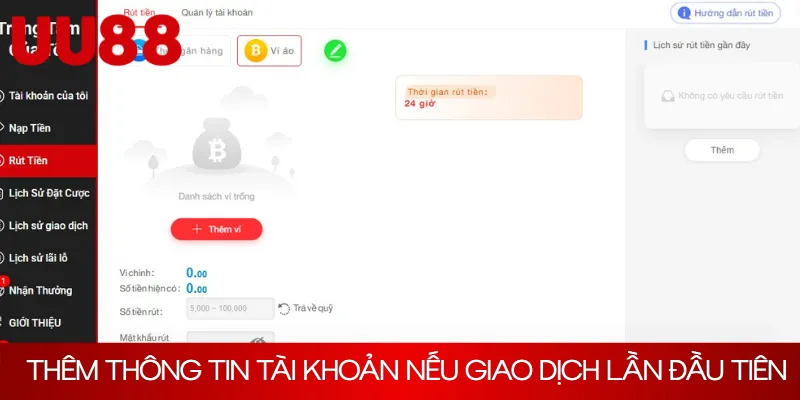 Thêm thông tin tài khoản nếu giao dịch lần đầu tiên